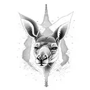  aggressive muscular  boxing kangaroo in a large sleeve like design which incorporates mountainous and forest tattoo design idea