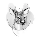  aggressive muscular  boxing kangaroo in a large sleeve like design which incorporates mountainous and forest tattoo design idea