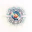 Create a tattoo inspired by the movie ‘Interstellar’ that includes the following elements:  	1.	Gargantua, the black hol tattoo design idea