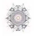 Create a tattoo inspired by the movie ‘Interstellar’ that includes the following elements:  	1.	Gargantua, the black hol tattoo design idea