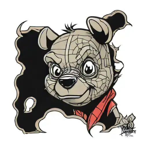 winnie the pooh with spiderman's eyes  tattoo design idea