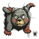 winnie the pooh with spiderman's eyes  tattoo design idea