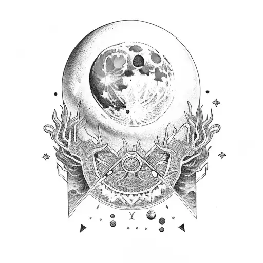 Moon with MTG tattoo design idea