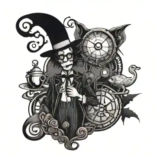 old school esprit Tim Burton  tattoo design idea
