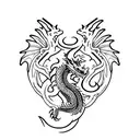 Dragon with first ring tattoo design idea