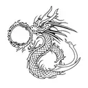 Dragon with first ring tattoo design idea