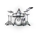 A drum set with motorcycle handlebars as the drumsticks tattoo design idea