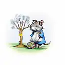 The giving tree with the boy but the boy is topo gigio wearing an Argentina soccer jersey and doing the topo gigio  tattoo design idea