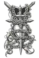 Two Daggers and a Heart in Chains tattoo design idea