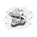 semi truck with guitar and cowboy hat and an apron tattoo design idea