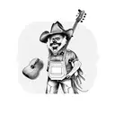 semi truck with guitar and cowboy hat and an apron tattoo design idea