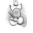 semi truck with guitar and cowboy hat and an apron tattoo design idea