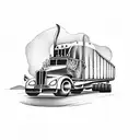 semi-truck with guitar and apron on  tattoo design idea