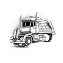semi-truck with guitar and apron on  tattoo design idea
