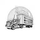 semi-truck with guitar and apron on  tattoo design idea
