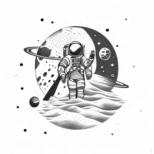 Astronaut tattoo Cosmonaut in deep space triangular style and tshirt  design Black and white vector graphics Stock Vector  Adobe Stock