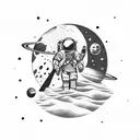space with astronaut tattoo design idea