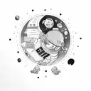 space with astronaut tattoo design idea