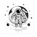 space with astronaut tattoo design idea