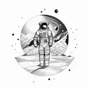space with astronaut tattoo design idea