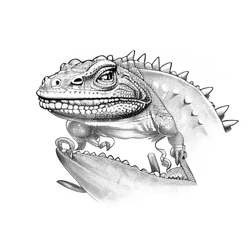 a giant lizard with a spoon tattoo design idea