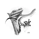 a komodo dragon with a ladle tattoo design idea