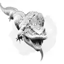 a komodo dragon with a ladle tattoo design idea