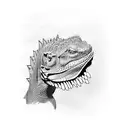 a komodo dragon with a ladle tattoo design idea