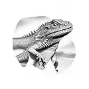 a giant lizard with a spoon tattoo design idea