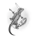 a giant lizard with a spoon tattoo design idea