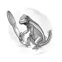 a giant lizard with a spoon tattoo design idea