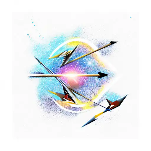 Bow and arrow shooting stars tattoo design idea