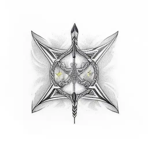 celestial Bow and arrow  tattoo design idea