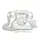 telephone from Scream with words "Whats your favorite scary movie?" written near it. little to no blood  tattoo design idea