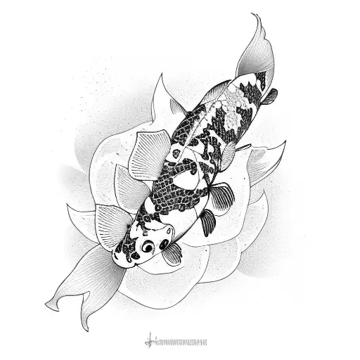 Koi fish and lotus tattoo design idea