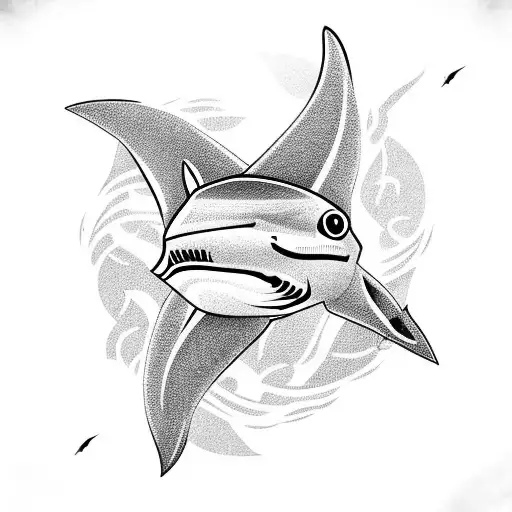 wind polynesian shark tattoo design idea