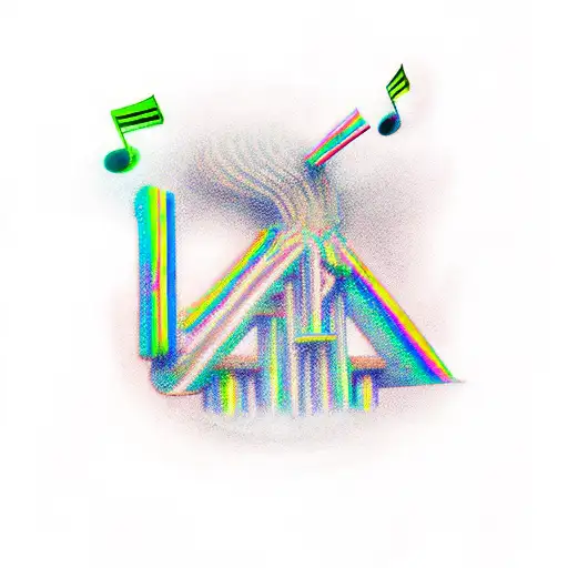 musical bars with rainbow coloured notes tattoo design idea