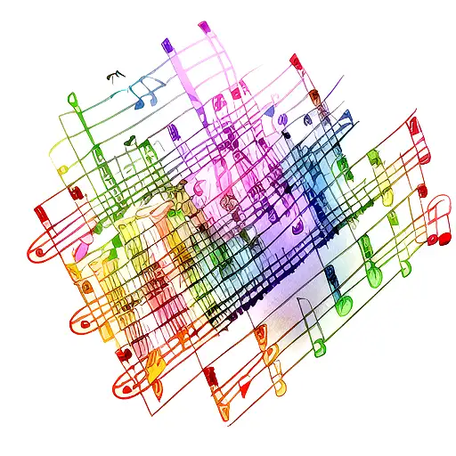 musical bars with rainbow coloured notes tattoo design idea