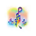 musical bars with rainbow coloured notes tattoo design idea