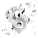 musical bars with rainbow coloured notes tattoo design idea