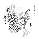 musical bars with rainbow coloured notes tattoo design idea