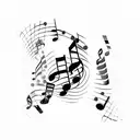 musical bars with rainbow coloured notes tattoo design idea