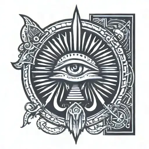 egyptian rising sun hygroglyphic tattoo design idea