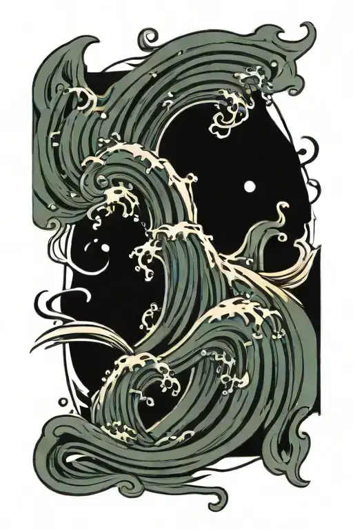 lines and water waves tattoo design idea