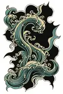 lines and water waves tattoo design idea