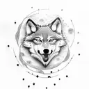 A dotwork tattoo of a wolf howling at the moon with the Rise Against logo incorporated tattoo design idea
