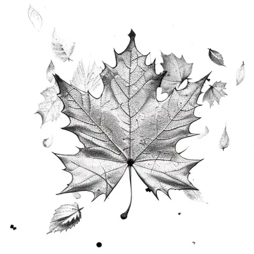 scattered dead autumn leaves add in some stitching anf dull the colors several leaves scattered around tattoo design idea
