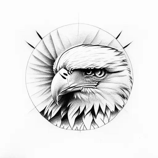 Dotwork A Camera Lens With A Majestic Eagle Tattoo Idea - BlackInk AI