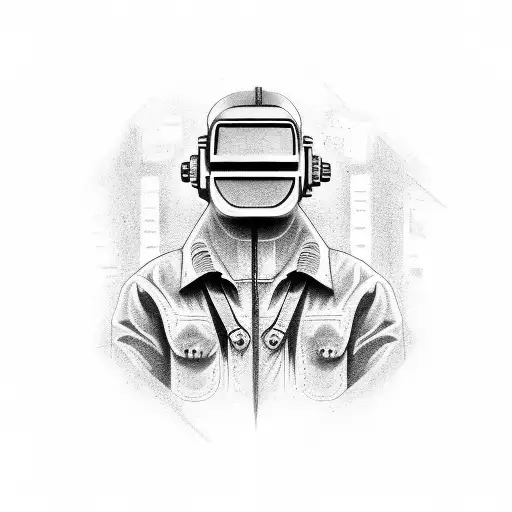 Welder working on steel beams tattoo design idea