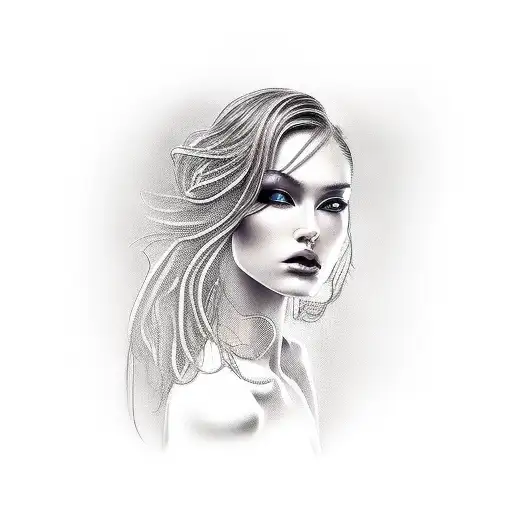 sexy lady nude tattoo design idea